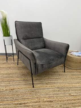 כורסא מעוצבת מדגם זואי בגוון אפור עם טקסטורה  : image 1